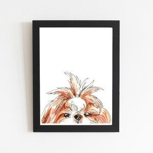 Shih Tzu Cute Puppy Lover Gift Art Print, Watercolor Traditional Hand-painted